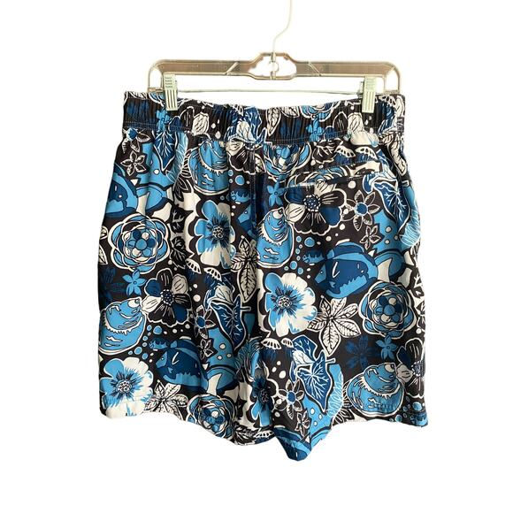 Nautica Mens Floral Blue Swim Trunks Mesh Brief Lining Medium - Picture 3 of 9